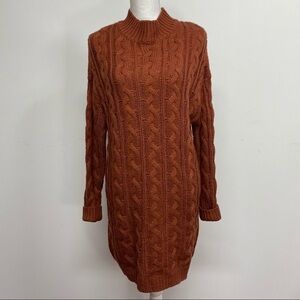 Altar’d State Mock Neck Cable Knit Sweater Dress